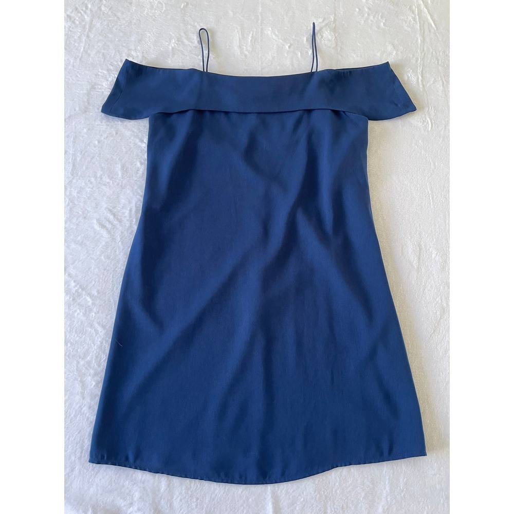NWT Naked Zebra Womens S Blue Off Shoulder Mini Dress Spaghetti Strap SD107747